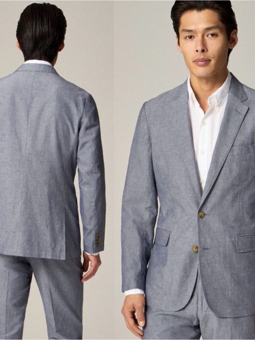 J. Crew ludlow Light Gray Men's Linen-Blend Suit Jacket